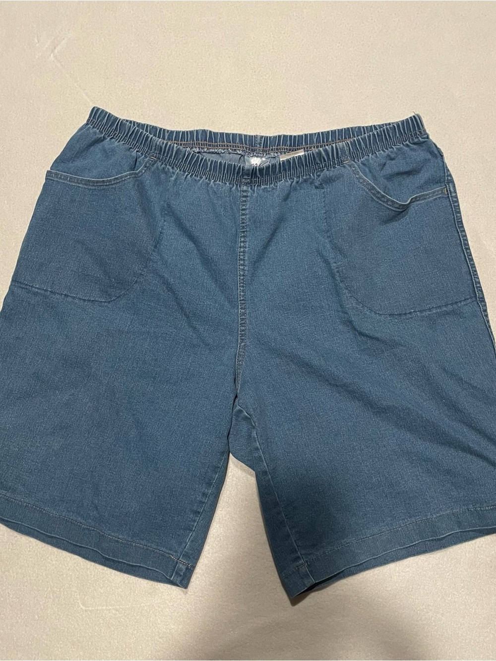 JMS Casual Elastic-Waist Blue Shorts, denim, 3x